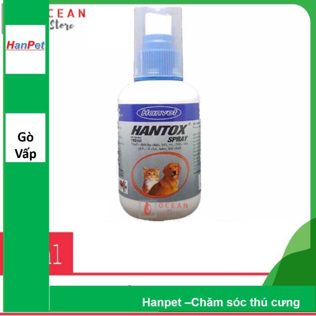 Hantox 200 100ml dạng xịt trị ve, ghẻ, chấy, rận, bọ chét trên chó mèo