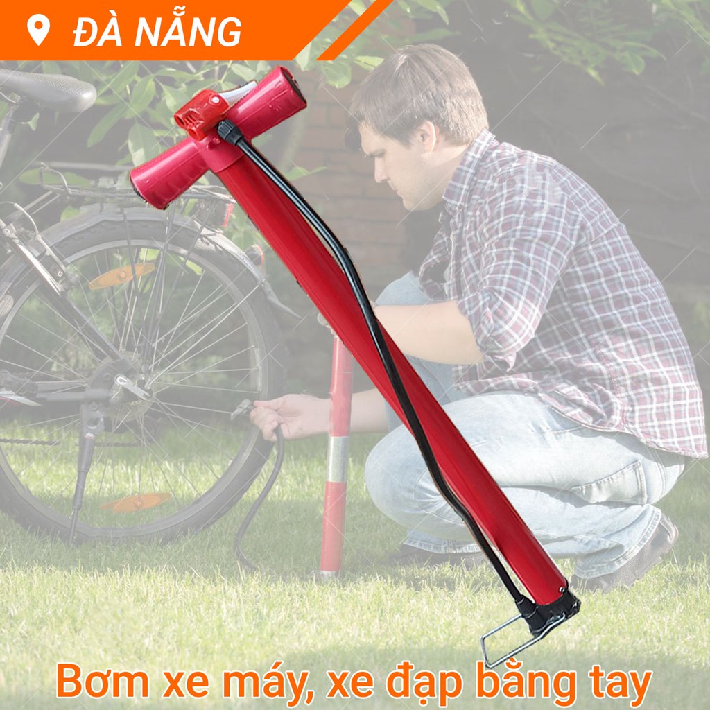 Bơm xe đạp xe máy bằng tay ống bơm Φ4x53cm màu đỏ