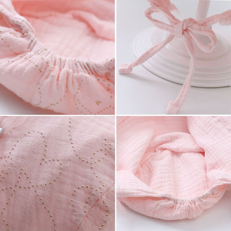 Nón ren buộc dây chất liệu cotton xinh xắn cho bé sơ sinh