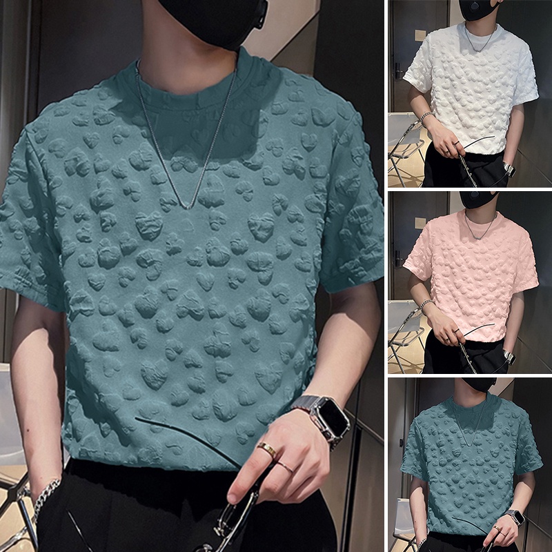 Áo thun ngắn tay INCERUN cổ tròn in hình đơn giản 3 màu tùy chọn thời trang mùa hè cho nam