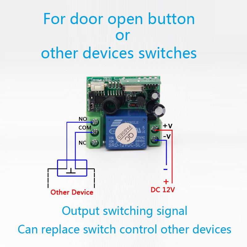 Mạch điều khiển từ xa RF 433Mhz kèm remote 2 nút (dùng nguồn 12v điều khiển)