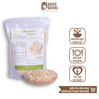 Yến mạch cán dẹt dinh dưỡng Baker Baking không đường hỗ trợ giảm cân, ăn kiêng 1kg