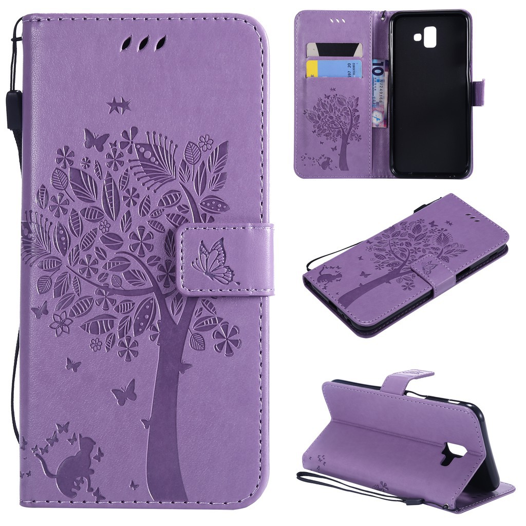 Bao da điện thoại in hoa văn nổi có ngăn đựng thẻ cho Samsung J6 2018/J6 Prime/J6 plus | BigBuy360 - bigbuy360.vn