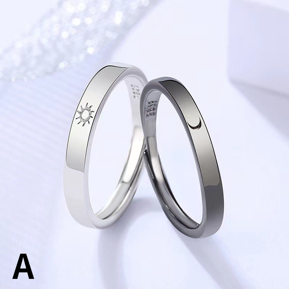 Nhẫn Bạc Hình Mặt Trời Và Mặt Trăng Có Thể Điều Chỉnh Kích Cỡ