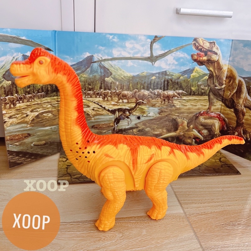 Đồ chơi cho bé trai bé gái Khủng long cổ dài thời nguyên thuỷ có đèn ,biết gầm