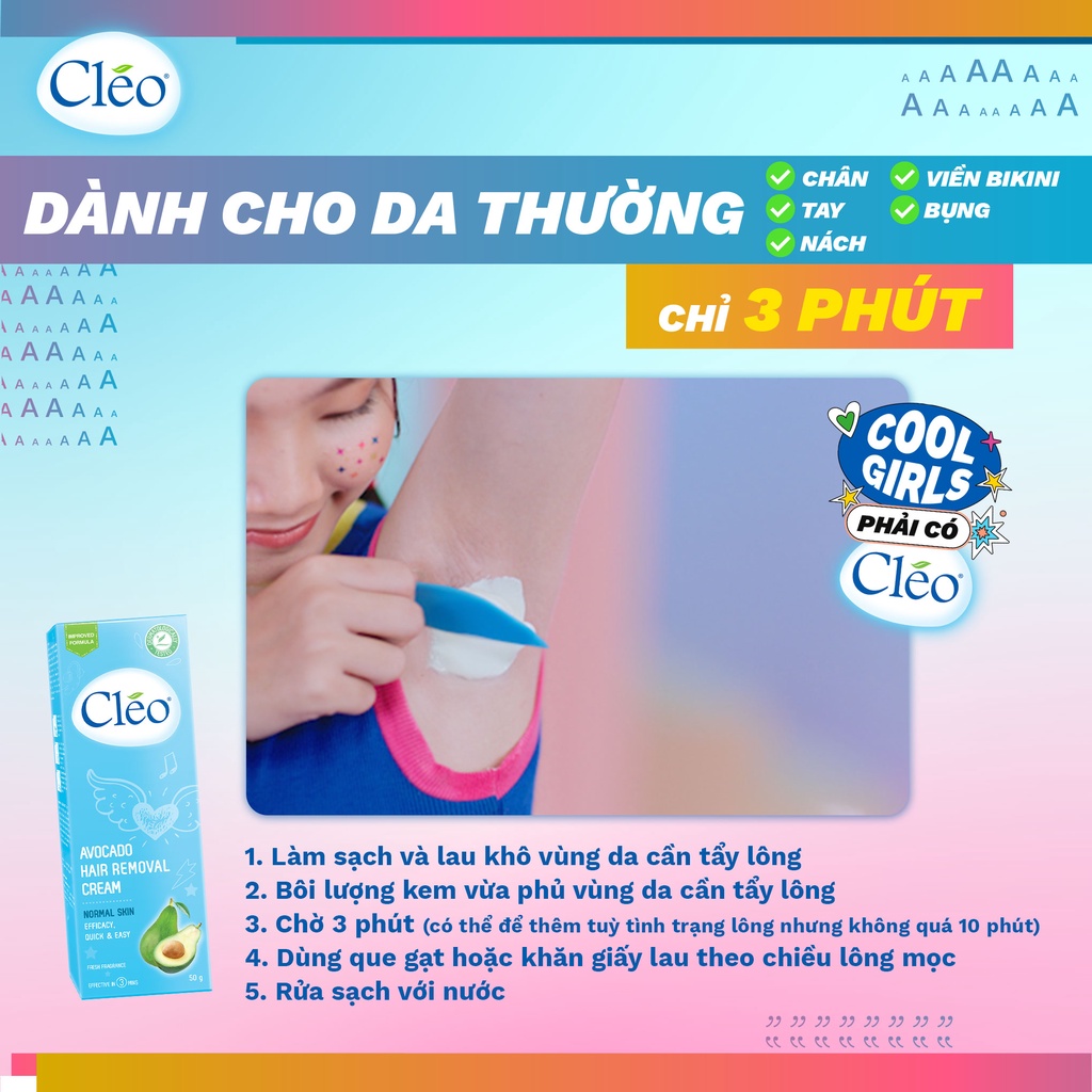 Kem Tẩy Lông Cho Da Thường Avocado Hair Removal Cream Normal Skin Cléo 50Gr