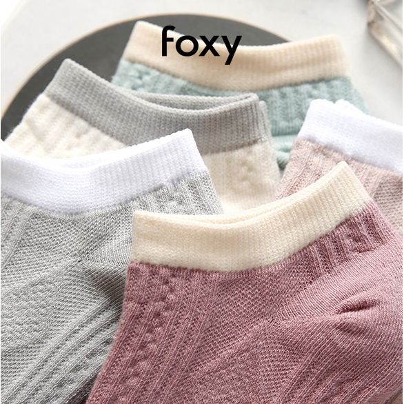 Tất Nữ Cotton Cổ Ngắn Dệt Kim Cương Vớ Nữ Nhiều Màu Basic Foxy - FOS014