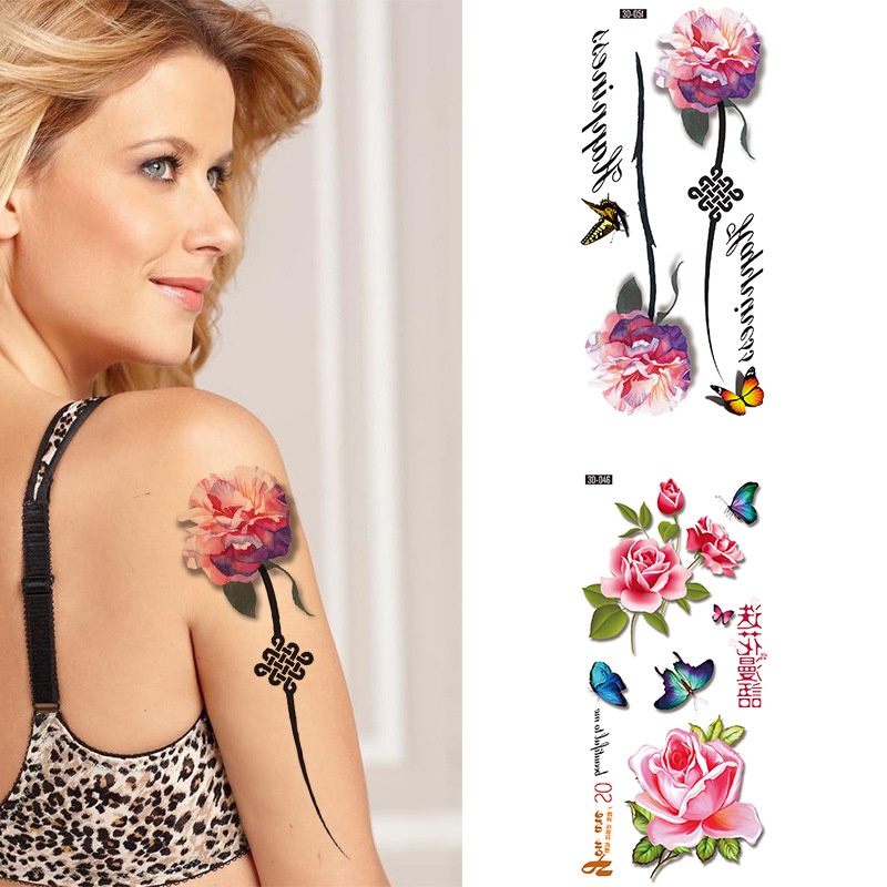 【Ready Stock】Hình Dán 3D Con bướm chảy... bay qua nước Tattoo Stickers Three-Dimensional Flower Butterfly Waterproof