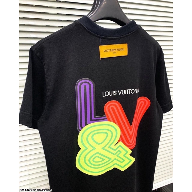 Áo Phông Nam Lv in chữ màu - Áo Thun Lv Hot Tren 2022 thun cotton co giản 4 chiều cao cấp giá rẻ mùa hè