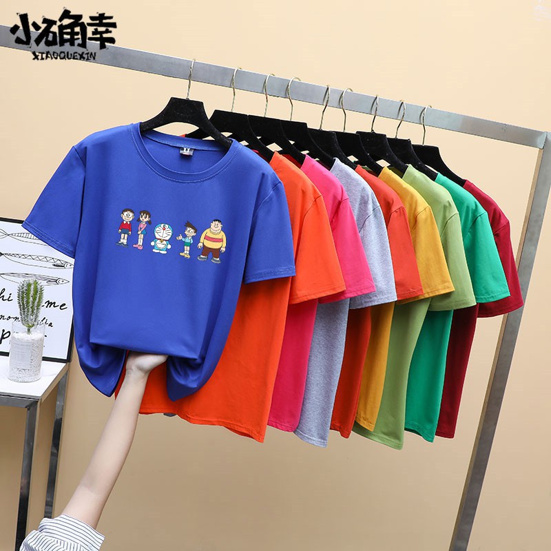 Áo thun tay ngắn in hình Doraemon kiểu Hàn Quốc có 15 màu size S-3xl