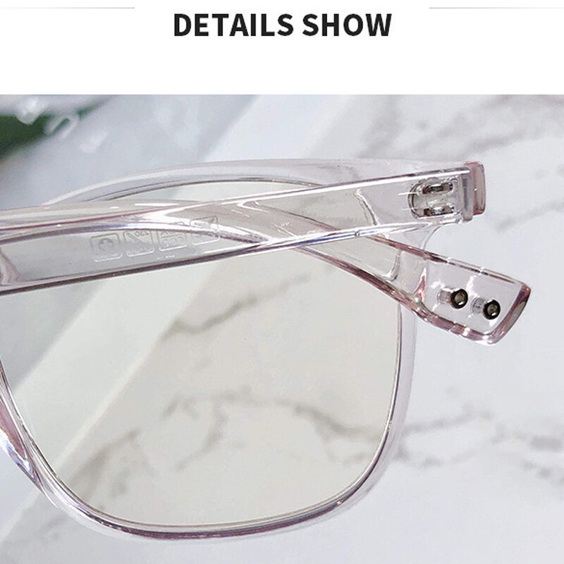 Mắt Kính Chống Bức Xạ Gọng Trong Suốt Màu Hồng Xanh Dương Phong Cách Hàn Quốc Cho Nữ