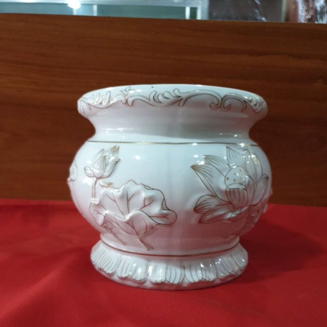 Lư hương sứ bạch ngọc cao cấp cao 14cm