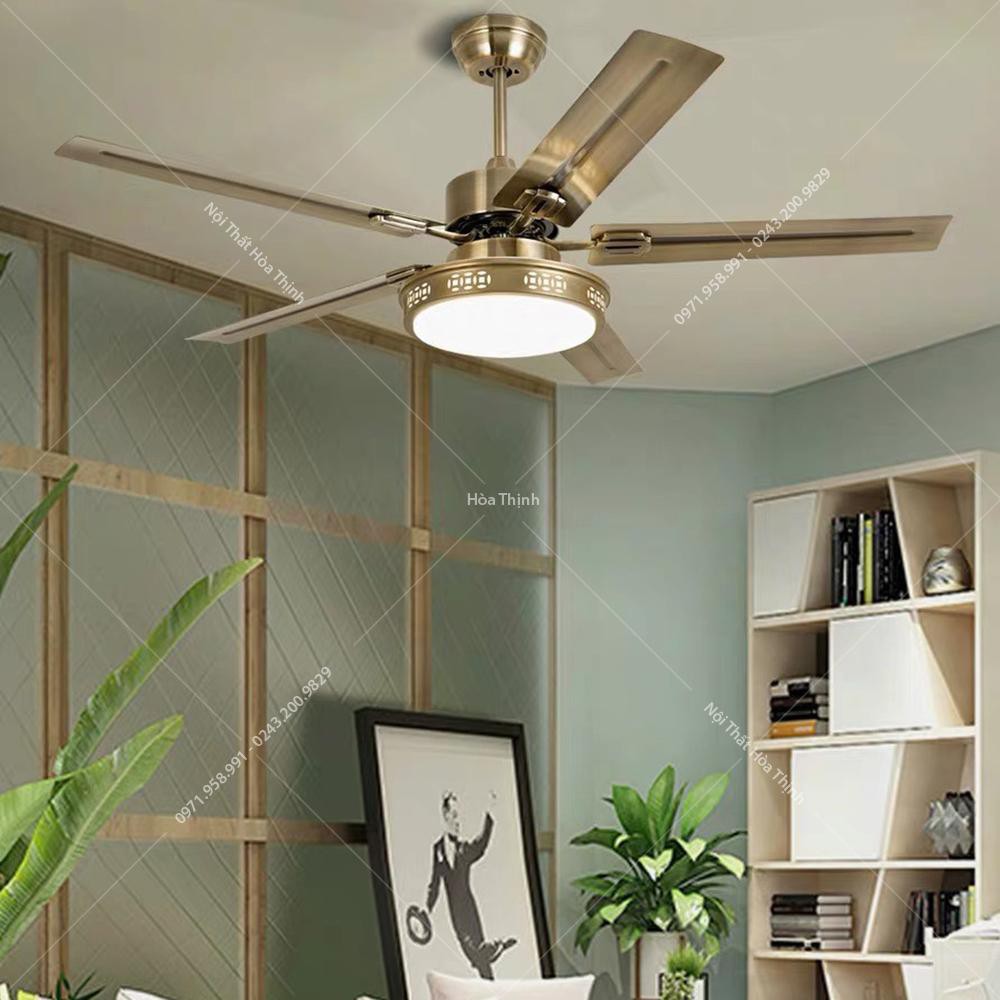 (Bảo hành 5 năm) Quạt trần đèn led cánh thép, động cơ đồng, đảo 2 chiều , 3 chế độ, HT-506R