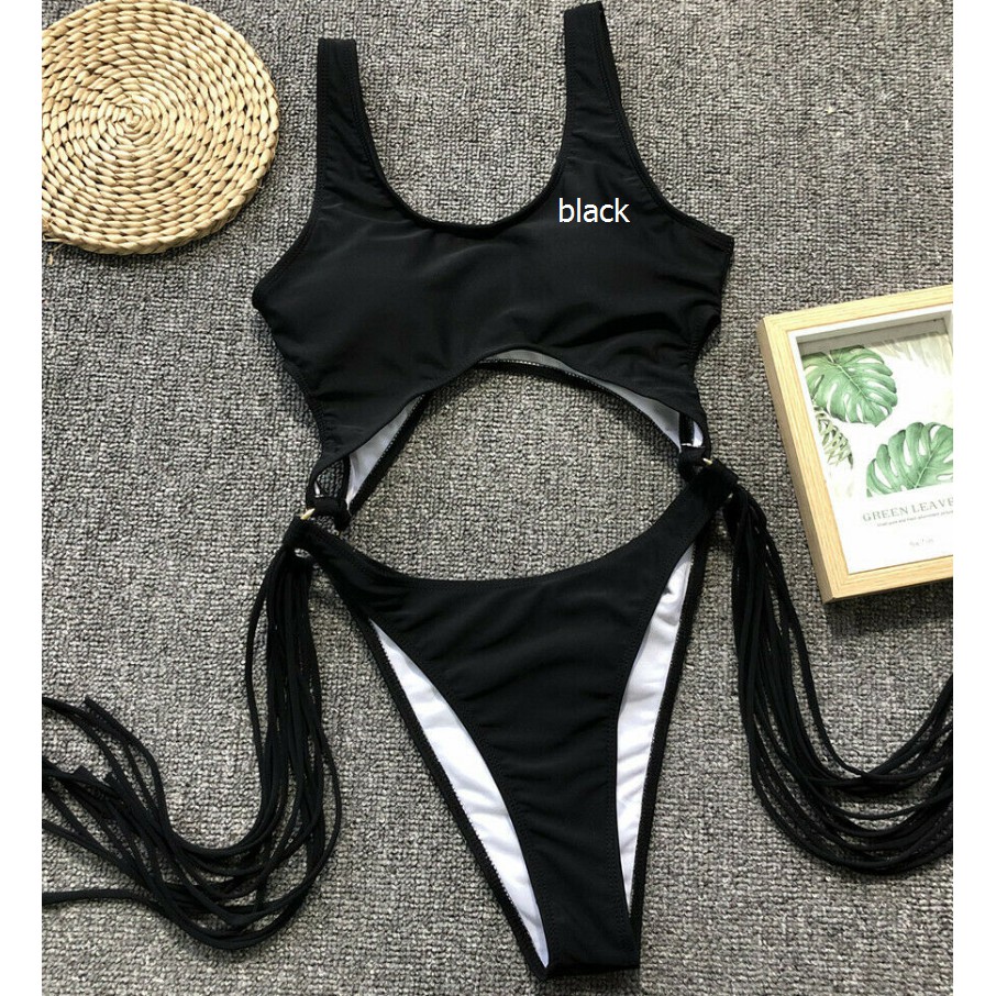 Đồ bơi một mảnh nhiều màu lưng cao trang trí tua rua gợi cảm cho nữ | BigBuy360 - bigbuy360.vn