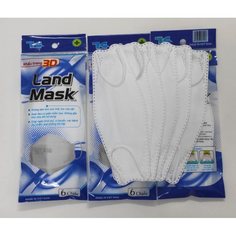 [Chính hãng] Khẩu Trang 3D Kháng Khuẩn KF94 LandMask, Hàng chuẩn Công ty 1 bịch 6 cái bản to dày đẹp