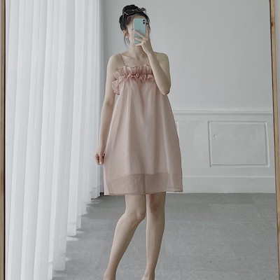 YU CHERRY | Đầm hai dây bèo hoa viền ngực Peplum Cami Dress YD140