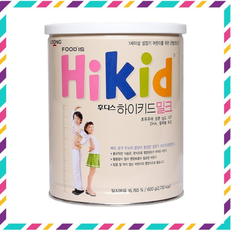 Sữa Hikid Vị Vani Hàn Quốc, Hộp 600g, Giúp Con Cao Lớn Khỏe Mạnh, Phát Triển Toàn Diện
