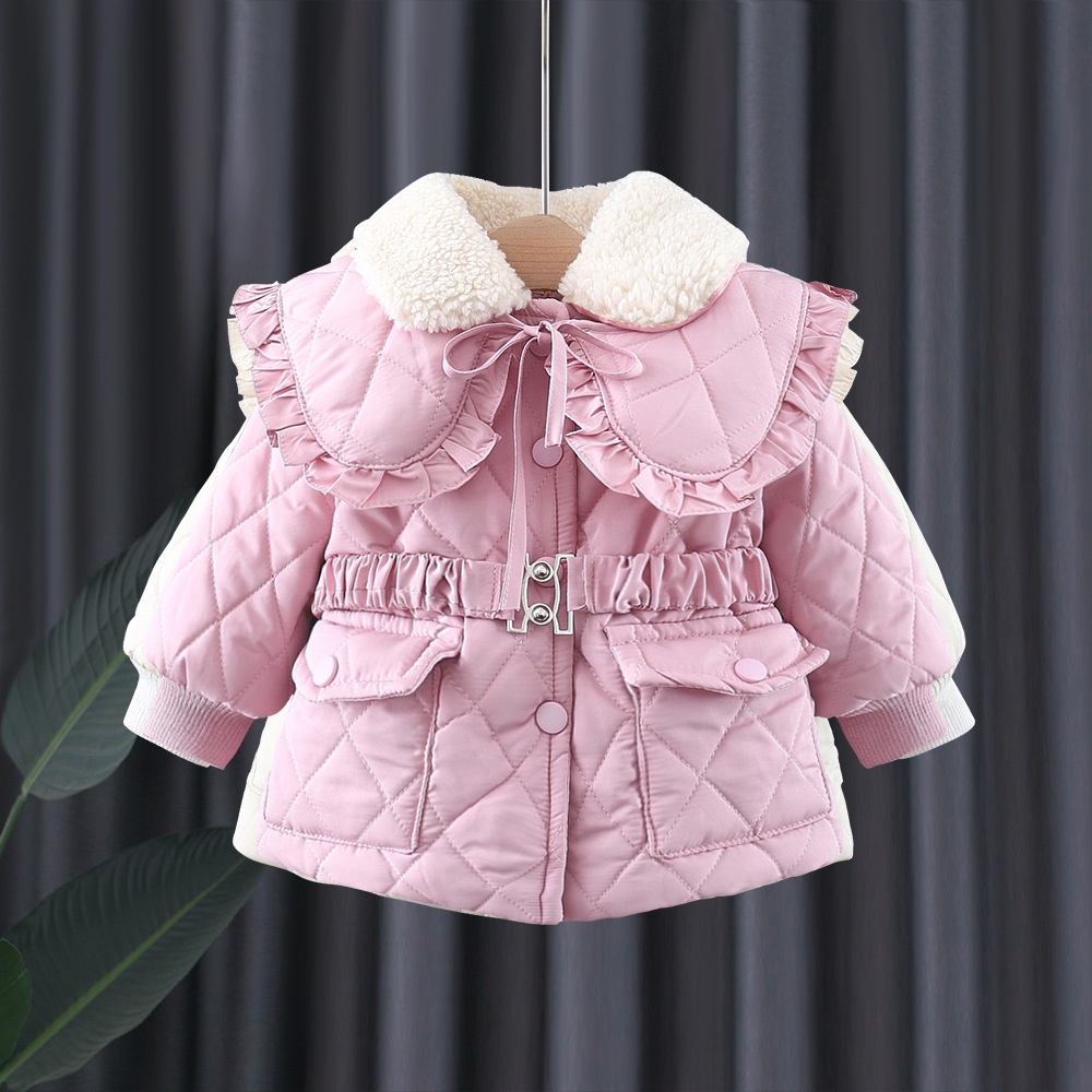 Aó khoác phao trần trám phối cổ xinh xắn cao cấp cho bé gái mặc đi học đi chơi size từ 8-22kg