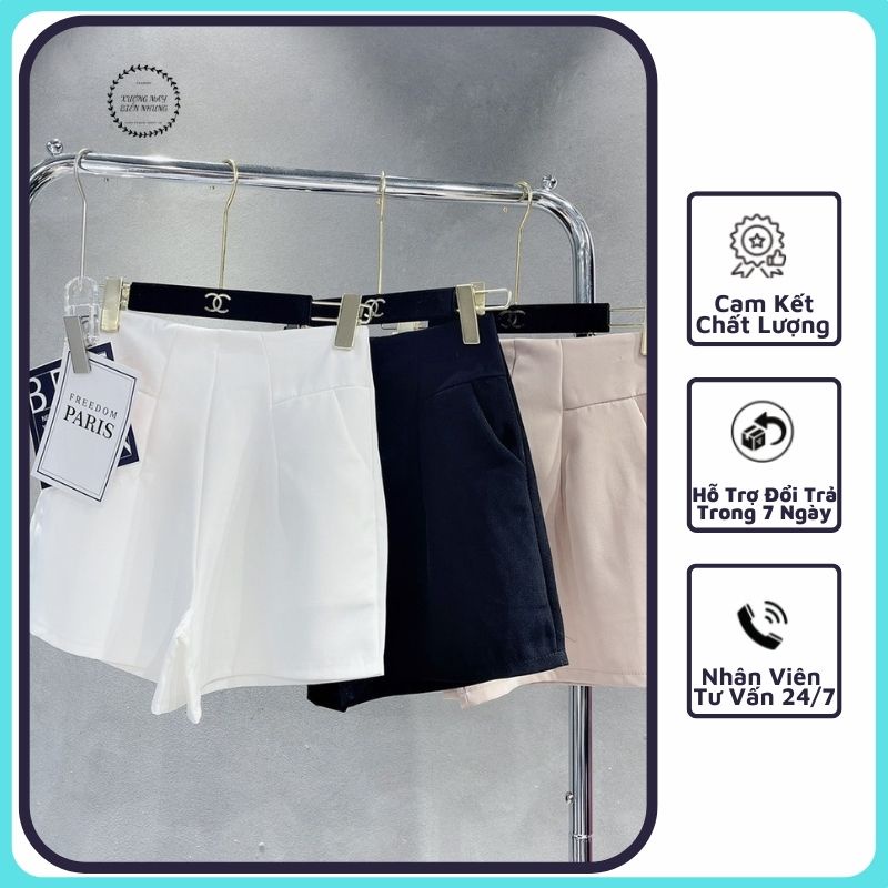 Quần short nữ cạp cao hàng đẹp, short nữ lưng cao chất vải tuyết mưa hàn cao cấp 3 màu đen trắng kem