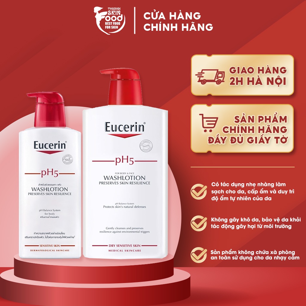 Sữa Tắm Làm Sạch, Dưỡng Ẩm Da Eucerin pH5 WashLotion