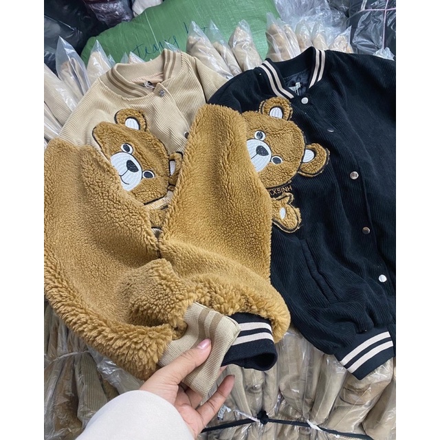 Áo khoác áo bomber nhung tăm dày dặn unisex nam nữ