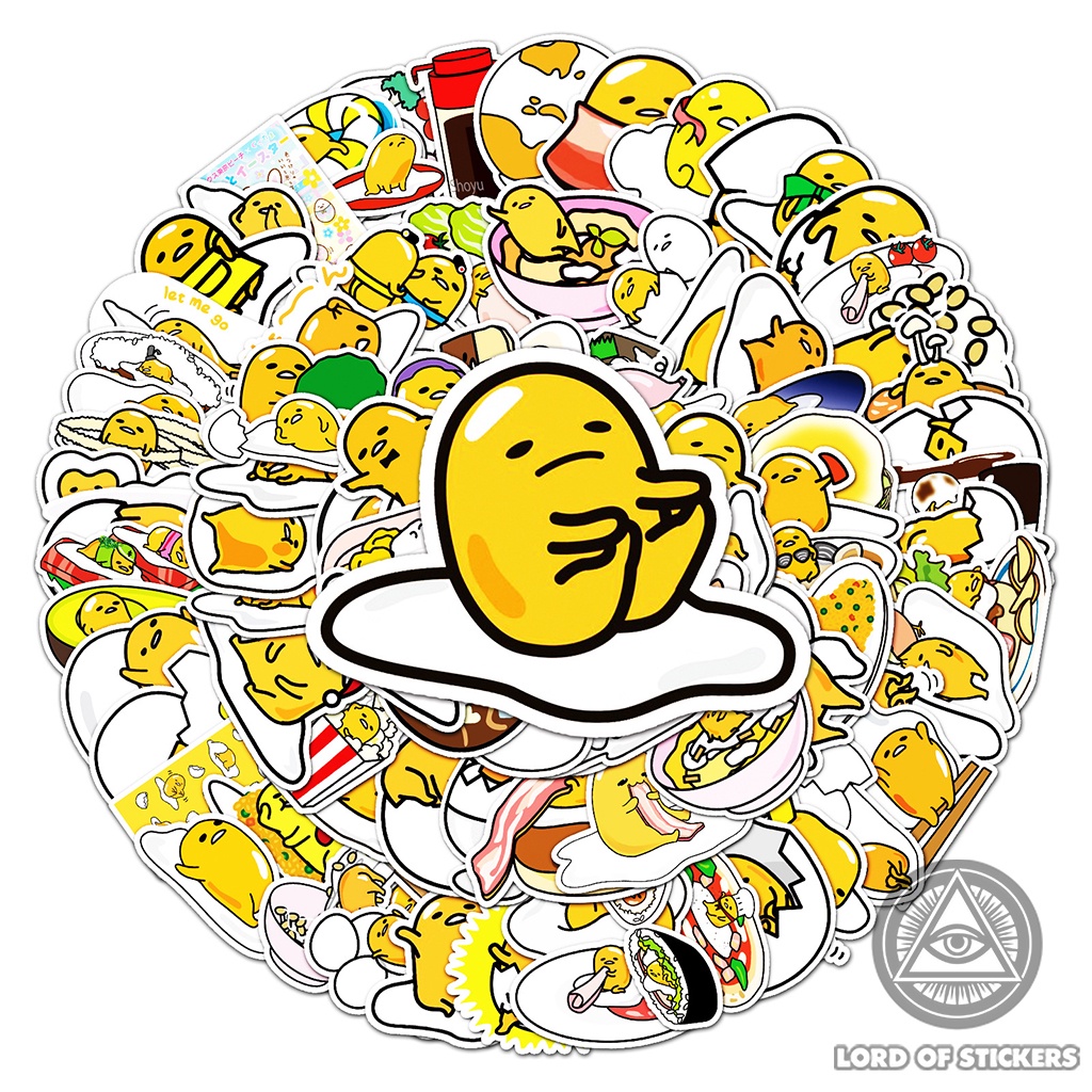 Set 100 Hình Dán Trứng Lười Gudetama Sticker Hoạt Hình Cute Chống Thấm Nước Trang Trí Mũ Nón Bảo Hiểm, Laptop, Vali, Sổ