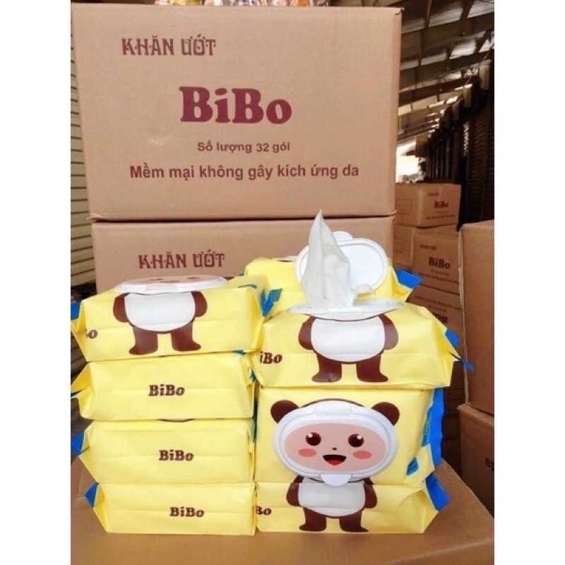 Bịch 100 khăn ướt BiBo không mùi, không paraben, an toàn cho trẻ sơ sinh, giấy ướt, giấy đa năng