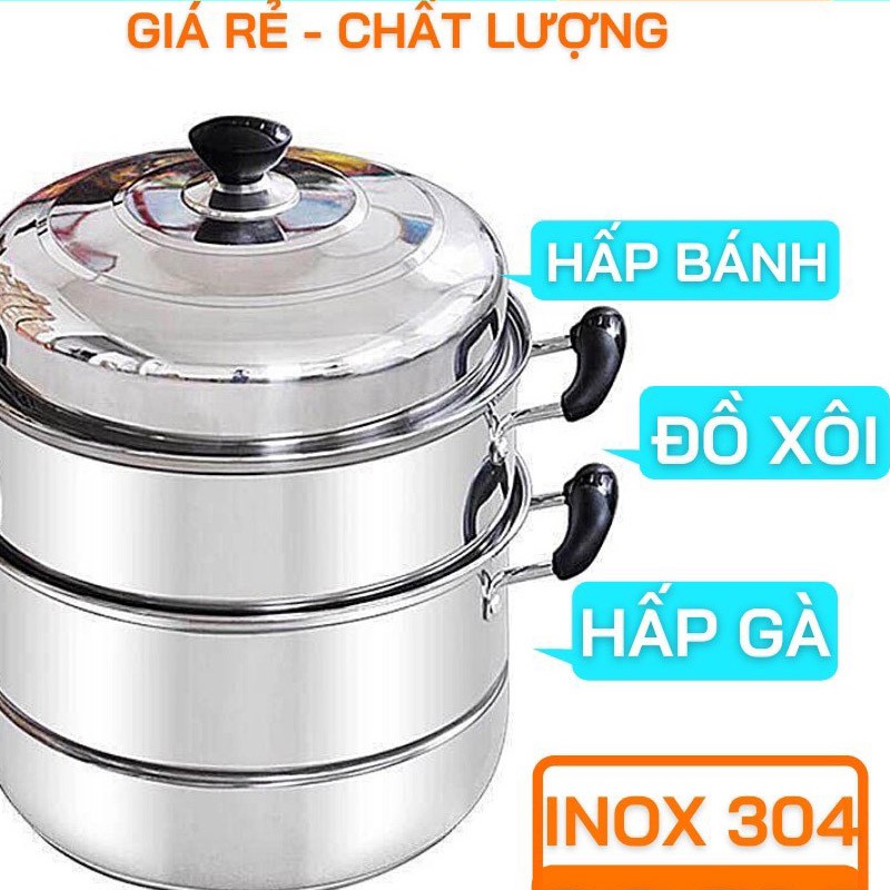 Nồi Hấp 3 Tầng Cao Cấp Đường Kích 28cm Nồi Đa Năng Cao Cấp Dùng Cho Mọi Loại Bếp