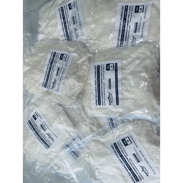 (LOẠI TỐT) Găng y tế VINYL trắng trong KHÔNG BỘT SUPERIEUR-GLOVES (50pcs)