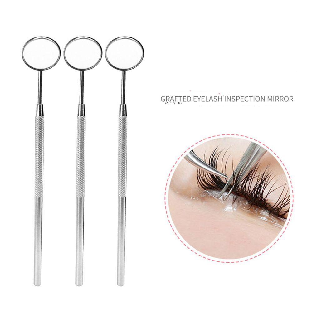 Gương Trang Điểm Lông Mi Bằng Thép Không Gỉ Thiết Kế Tay Cầm Dài Đa Năng Tiện Lợi