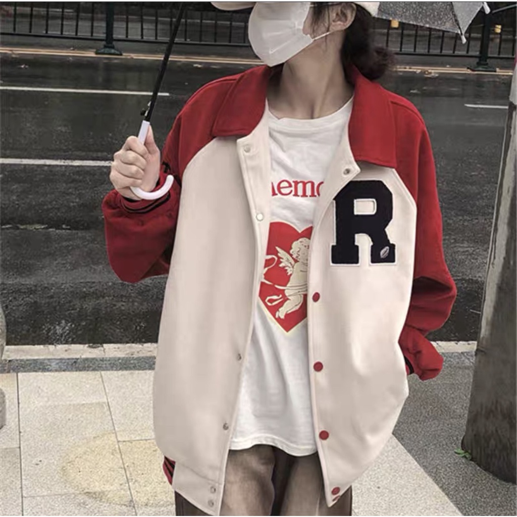 Áo khoác bóng chày chữ R cá tính phong cách Hàn Quốc L.Y Store nữ &lt;3