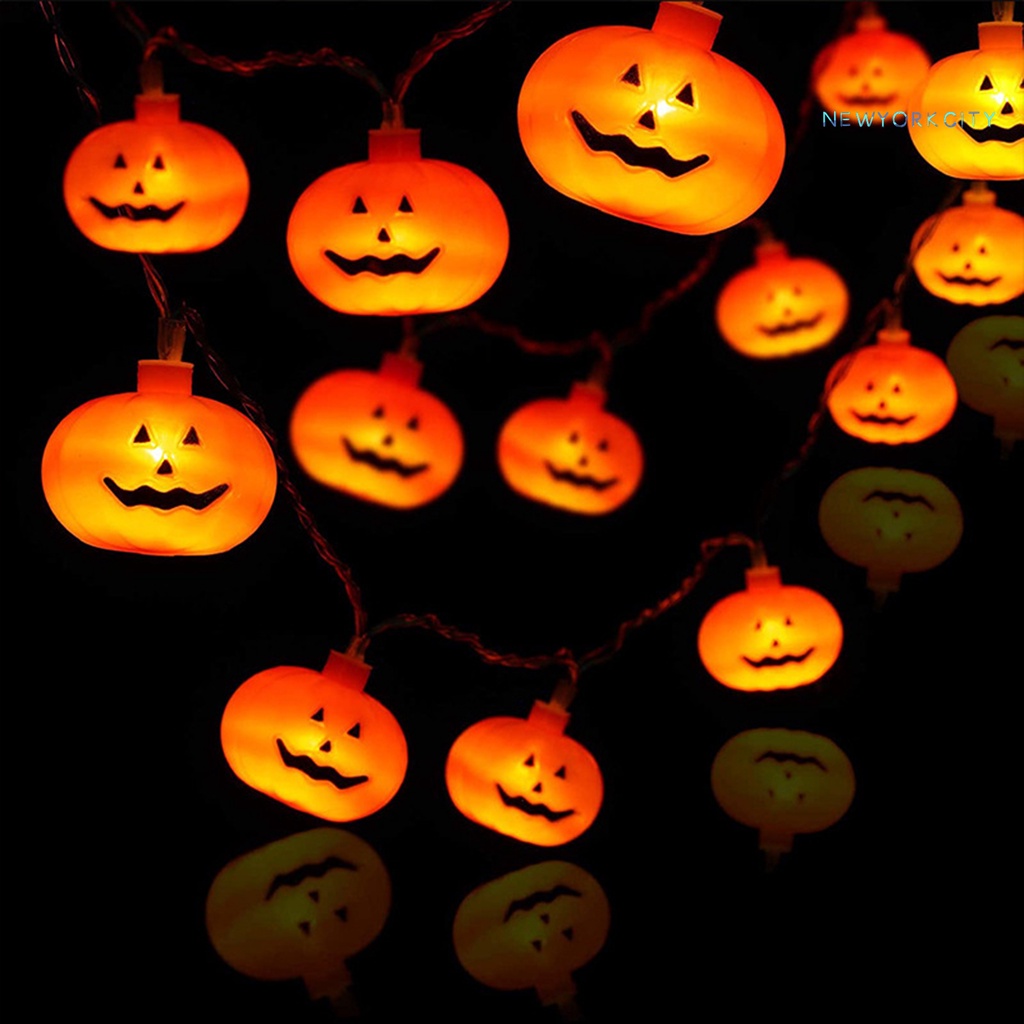 10 / 20 Dây Đèn LED 8 Bóng Hình Bí Ngô Chống Nước Trang Trí Halloween