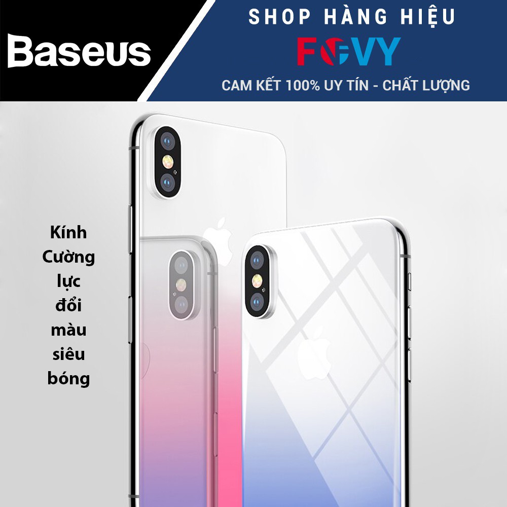 Kính cường lực mặt lưng đổi màu Baseus Gradient Color cho Iphone X - Chính hãng phân phối