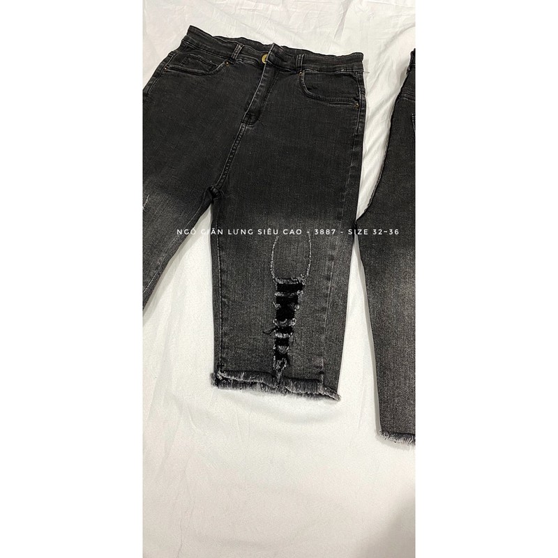 [60-95kg] Quần Ngố BIG SIZE PHOM EO CAO TRÊN RỐN- Quần Jeans Lửng CO GIÃN Xám Ombre Rách 2 Ống