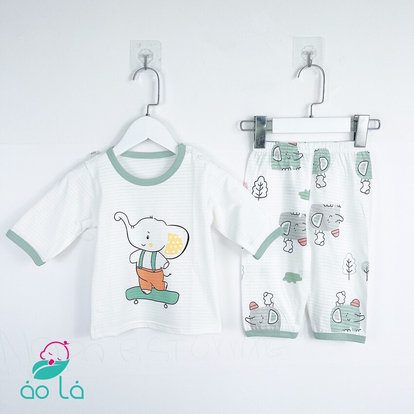 Bộ lửng dài cho bé gái, bé trai vải cotton tăm tre Áo Lá Homewear, đồ ngủ cho bé