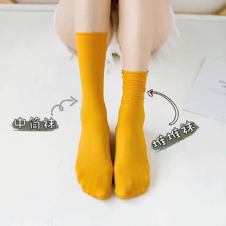 Tất cổ cao  Vớ nhún cổ cao phong cách Hàn Quốc cổ điển xinh xắn thời trang nhiều màu sắc OUYOU