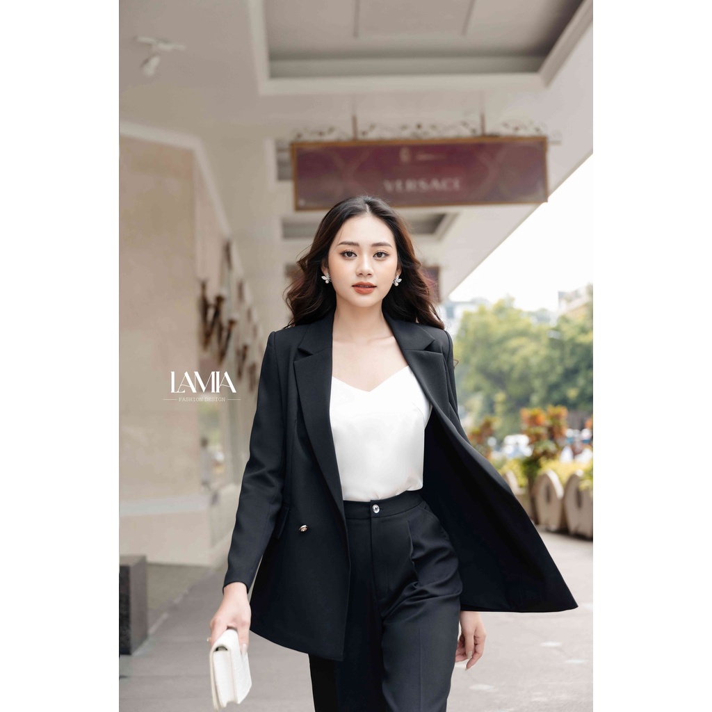 SET VEST NỮ TAY DÀI PHỐI QUẦN ĐEN LAMIA DESIGN LE118 | BigBuy360 - bigbuy360.vn