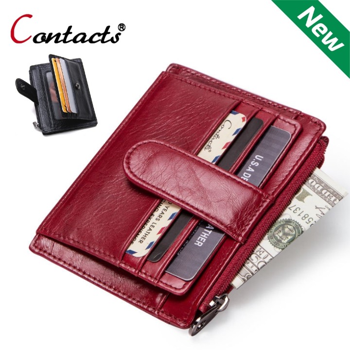 2020 Contact 1007 - Bảo Hành 2 Năm - Bóp Ví Bỏ Túi Tiện Dụng Da Ngựa Điên Women Wallet Genuine Bò - Nam Nữ