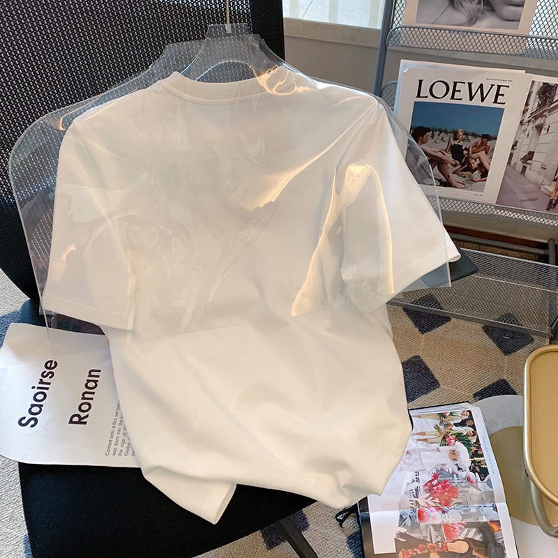 HIIXIIVI Áo Thun 100% cotton Tay Ngắn Cổ Tròn Thời Trang Mùa Hè Phong Cách Hàn Quốc Cho Nữ 2022