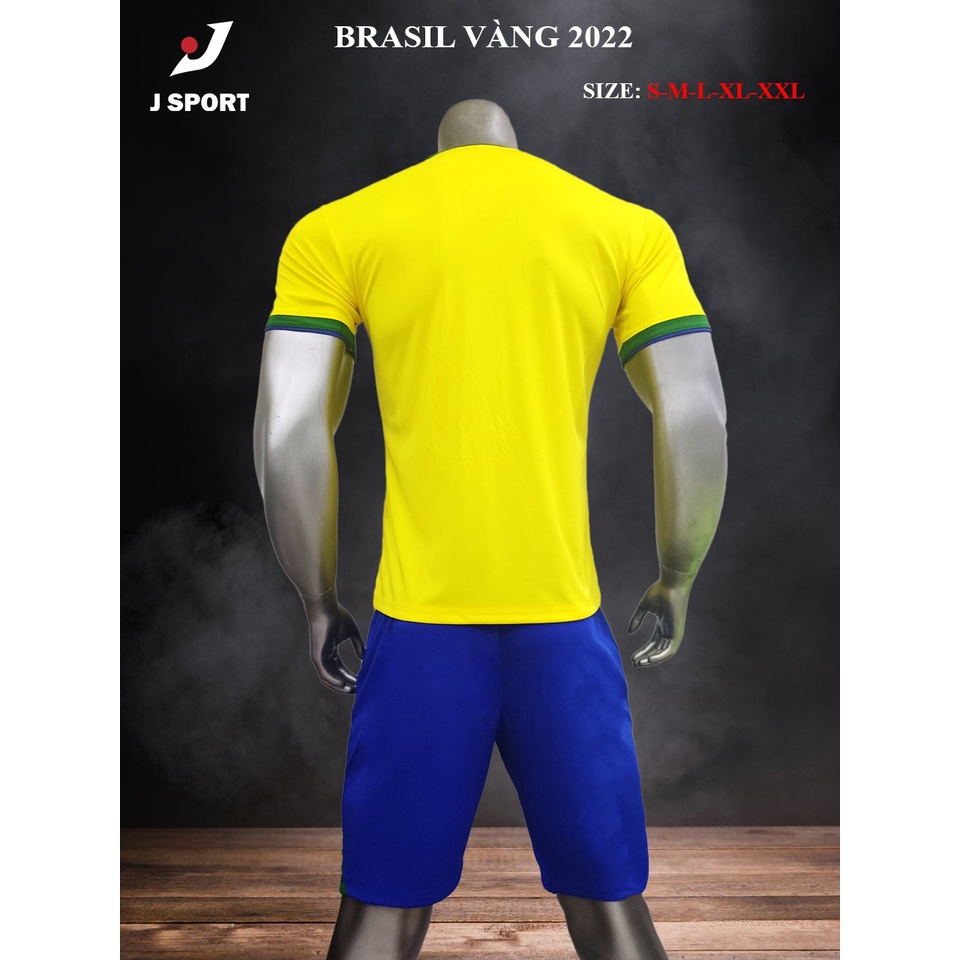 Quần áo đá banh, đá bóng đội tuyển brazil vàng WC 2022 mới