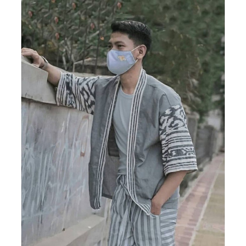 Áo sơ mi kiểu kimono dệt hiện đại cho nam