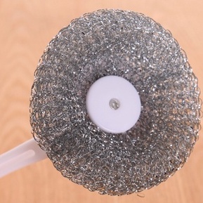 Cây CỌ BÙI NHÙI CÁN DÀI rửa bát xoong nồi chảo làm sạch vết bẩn tay cầm bằng nhựa