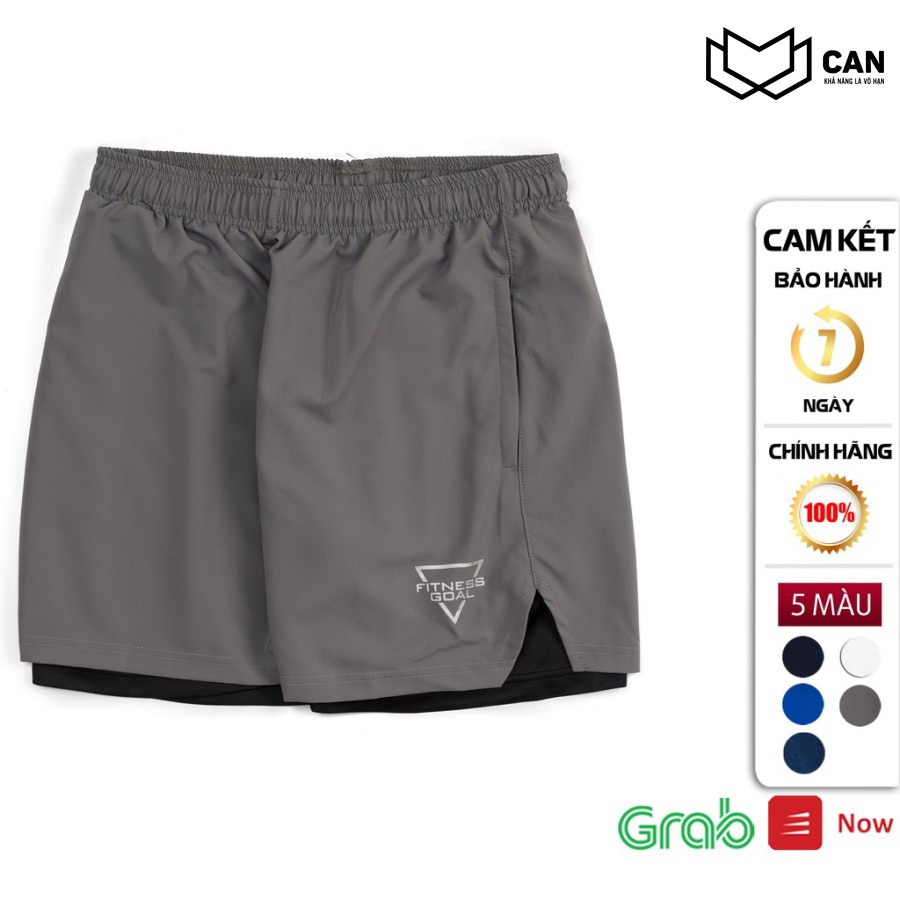 Quần Đùi Short Thể Thao Nam Tập Gym chạy bộ 2 lớp, xẻ V có túi zip lớp trong thoáng mát Q259 | BigBuy360 - bigbuy360.vn