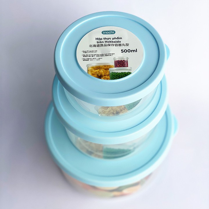 Hộp Bảo Quản Thực Phẩm Hokkaido Tròn - Nhựa Cao Cấp Trong Suốt Bền Kín Chịu Nhiệt Cao Hàng Xuất Nhật