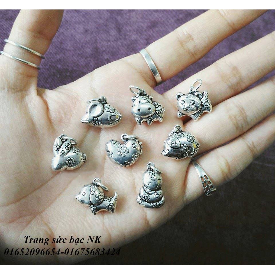LẮC TAY TRÒN TRƠN BẠC NGUYÊN CHẤT KIÈM CHUÔNG VÀ CON GIÁP