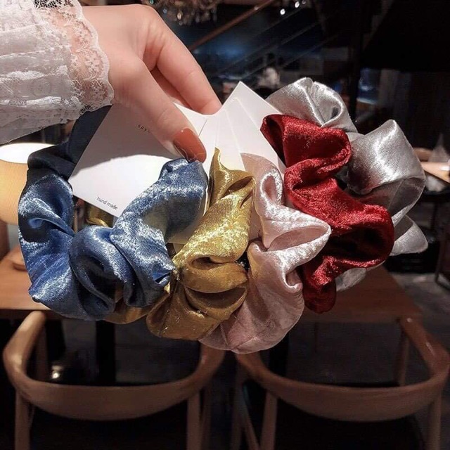 🥥Chun cột tóc lụa satin bóng scrunchies lụa