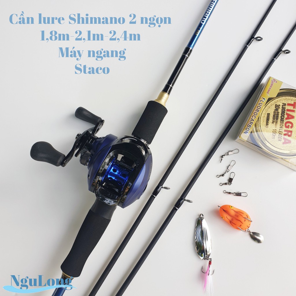 Cần câu cá ❤️FREE SHIP❤️ Bộ Cần Câu Lure Shimano 2 ngọn - Máy Ngang Staco kèm phụ kiện ,đảm bảo rẻ nhất