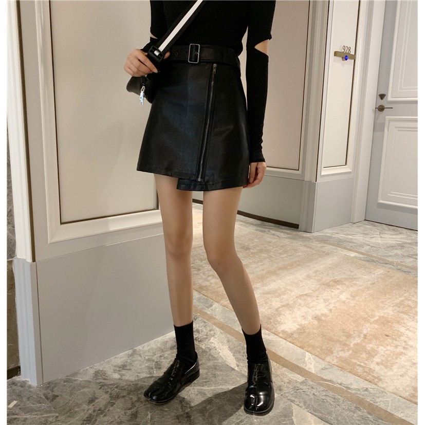 Chân váy da chữ A lưng cao kèm thắt lưng F43 | BigBuy360 - bigbuy360.vn