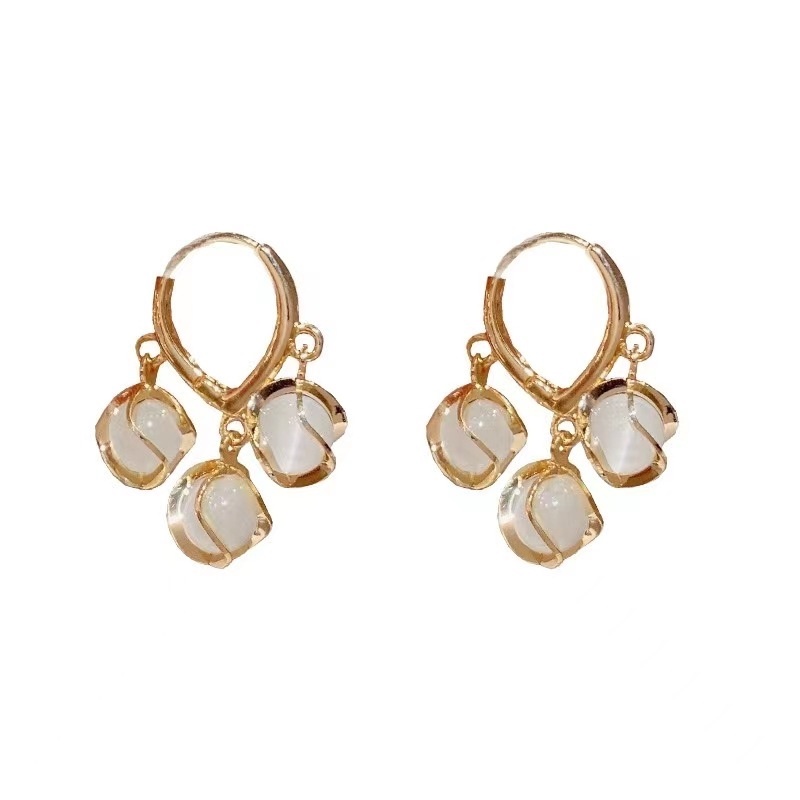 1 Đôi Bông Tai Đính Đá Opal Tinh Tế Sang Trọng Dành Cho Nữ