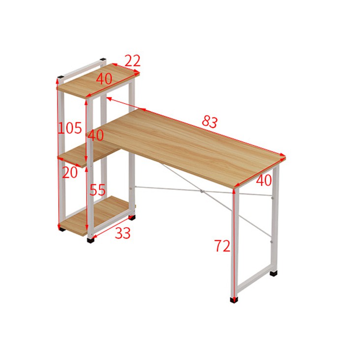 Bàn làm việc liền kệ sách 3 kích thước SF0017 | BigBuy360 - bigbuy360.vn